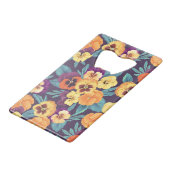 Pansies op pruimenviolet creditkaart flessenopener (Achterkant Gekanteld)