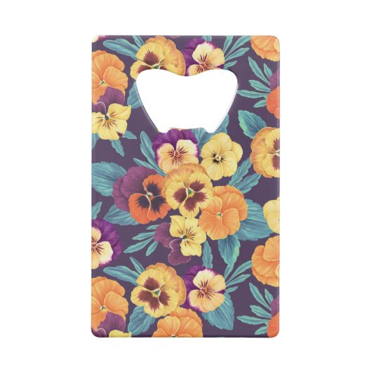 Pansies op pruimenviolet creditkaart flessenopener (Achterkant)