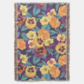 Pansies op pruimenviolet deken (Voorkant Verticaal)