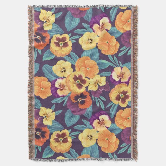Pansies op pruimenviolet deken (Voorkant Verticaal)