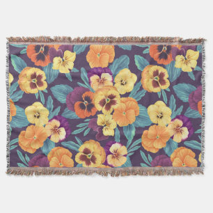 Pansies op pruimenviolet deken