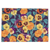 Pansies op pruimenviolet groot cadeauzakje (Achterkant)