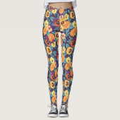 Pansies op pruimenviolet leggings (Voorkant)