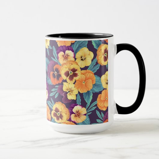 Pansies op pruimenviolet mok (Rechts)