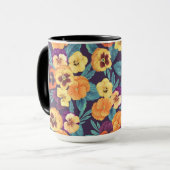Pansies op pruimenviolet mok (Voorkant links)