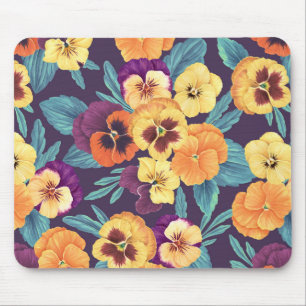 Pansies op pruimenviolet muismat