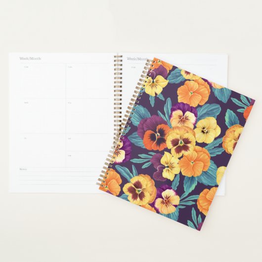 Pansies op pruimenviolet planner (Display)