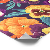 Pansies op pruimenviolet poster (Hoek)