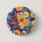 Pansies op pruimenviolet ronde button 5,7 cm (Voorkant)