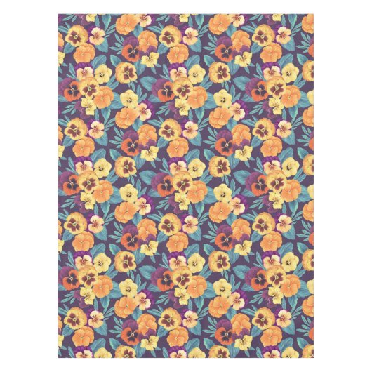 Pansies op pruimenviolet tafelkleed (Voorkant)