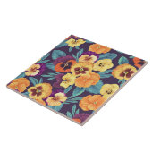 Pansies op pruimenviolet tegeltje (Zijkant)