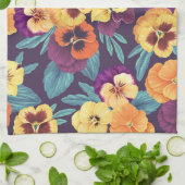 Pansies op pruimenviolet theedoek (Gevouwen)