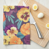 Pansies op pruimenviolet theedoek (Quarter Fold)