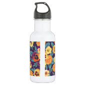 Pansies op pruimenviolet waterfles  (Achterkant)