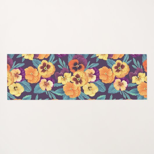 Pansies op pruimenviolet yogamat (Achterkant (horizontaal))