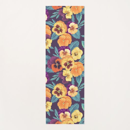 Pansies op pruimenviolet yogamat (Voorkant)