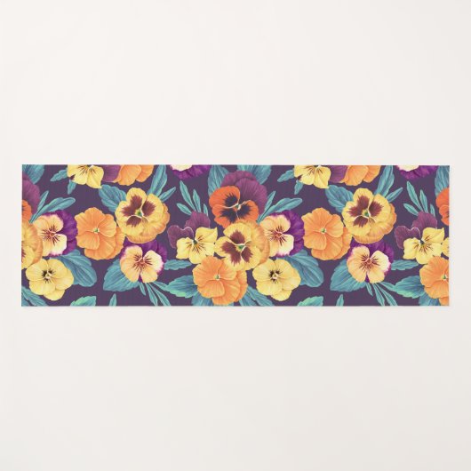 Pansies op pruimenviolet yogamat (Voorkant (horizontaal))