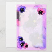 Pansies op roze briefpapier (Voorkant / Achterkant)