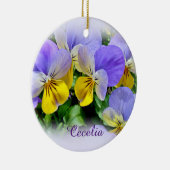 Pansies - Paars en geel Keramisch Ornament (Rechts)