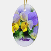 Pansies - Paars en geel Keramisch Ornament (Links)