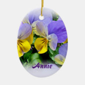 Pansies - Paars en geel Keramisch Ornament (Voorkant)