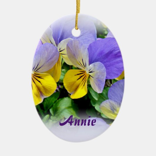 Pansies - Paars en geel Keramisch Ornament (Voorkant)
