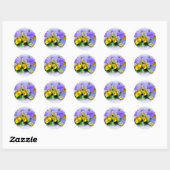 Pansies - Paars en geel Ronde Sticker (Vel)