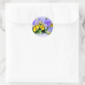 Pansies - Paars en geel Ronde Sticker (Tas)