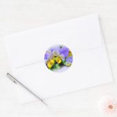 Pansies - Paars en geel Ronde Sticker (Envelop)