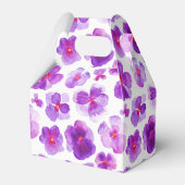Pansies paarse waterverf cadeaudoos bedankdoosjes (Voorkant Zijde)