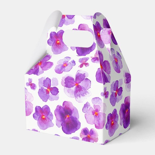 Pansies paarse waterverf cadeaudoos bedankdoosjes (Voorkant Zijde)