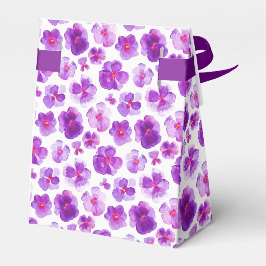 Pansies paarse waterverf kunst dank je cadeaudoos bedankdoosjes (Achterkant)