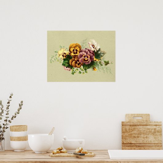  Pansies Painted Bouquet Poster (Keuken)