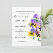 Pansies Pansy Floral Waterverf Wedding Kaart (Staand voorkant)