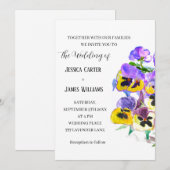 Pansies Pansy Floral Waterverf Wedding Kaart (Voorkant / Achterkant)