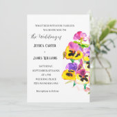 Pansies Pansy Floral Waterverf Wedding Kaart (Staand voorkant)