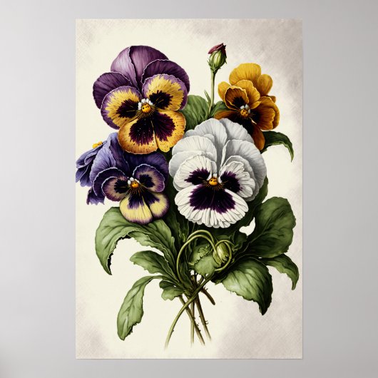 Pansies Pansy Flower Art Print Poster (Voorkant)