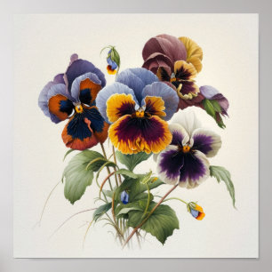 Pansies Pansy Flower Art Print Poster