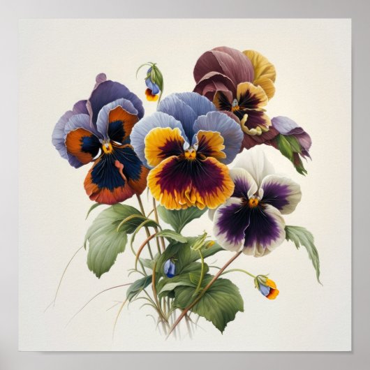 Pansies Pansy Flower Art Print Poster (Voorkant)