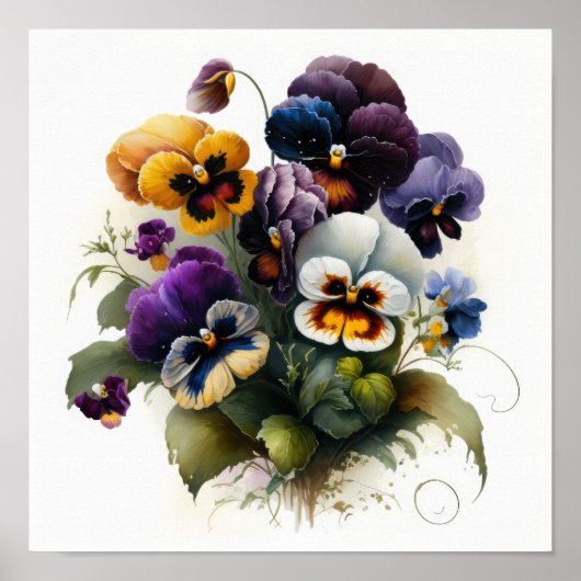 Pansies Pansy Flower Art Print Poster (Voorkant)