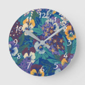  Pansies patroon  Ronde Klok (Voorkant)