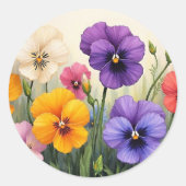  Pansies Ronde Sticker (Voorkant)