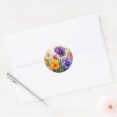  Pansies Ronde Sticker (Envelop)