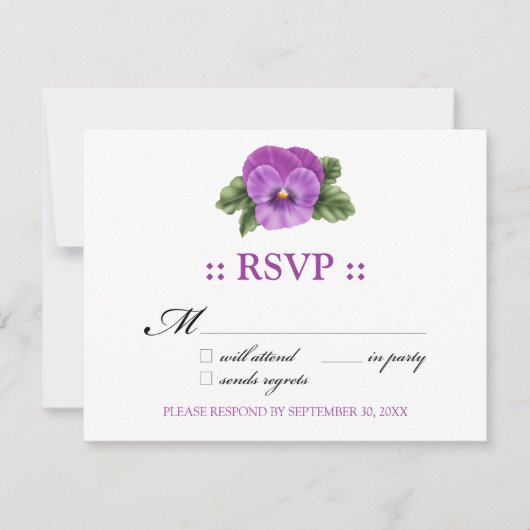 Pansies RSVP 4.25x5.5" Respons Kaart (Voorkant)