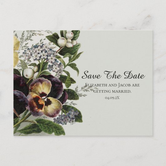  Pansies Save the Date Briefkaart (Voorkant)