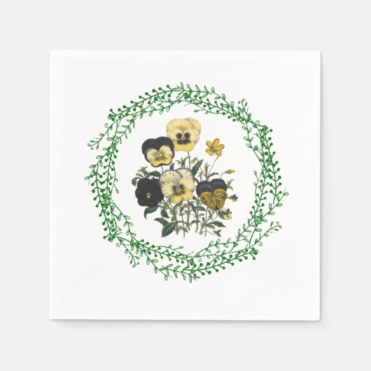 Pansies Standaard Cocktail Papier Servetten (Voorkant)