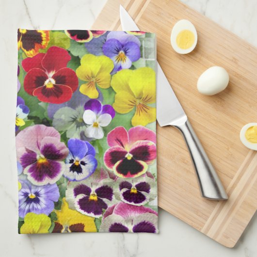  Pansies Theedoek (Quarter Fold)