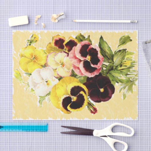 Pansies verouderd geel weefselpapier tissuepapier (Craft)