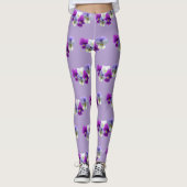 Pansies Vijf Bloemen Patroon Paarse legging (Voorkant)