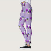 Pansies Vijf Bloemen Patroon Paarse legging (Links)